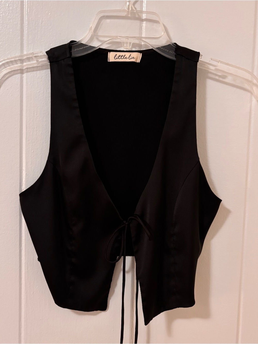 Little Lie Black Tie-Front Vest Like New